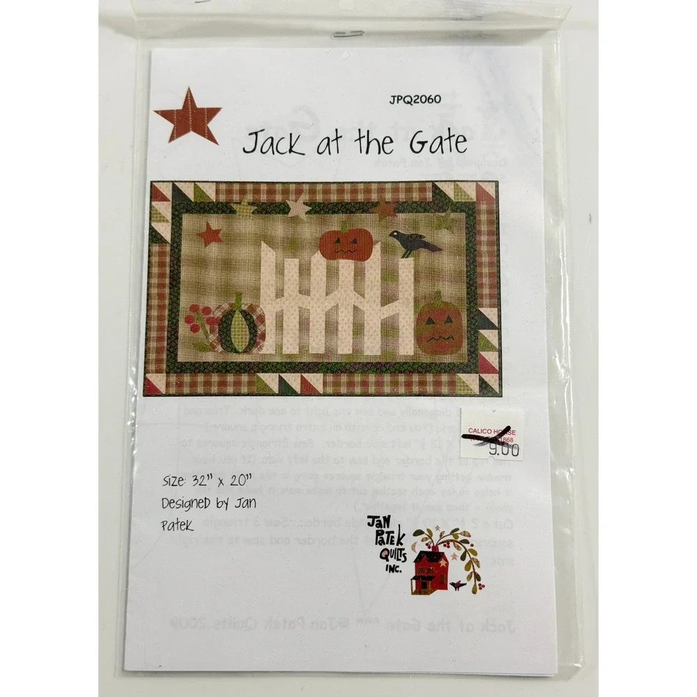 Jan Patek Quilts Pattern Jack at the Gate JPQ2060 32x20 Multicolor Pumpkin Crow
